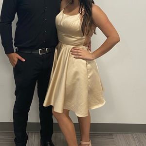 Short champagne satin dress